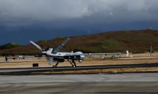 A USAF MQ-9 Reaper at Marine Corps Air Station Kaneohe Bay.  Medium altitude, long-endurance UAVs are too expensive to risk  in the contested littorals and rely on easily targeted paved runways.  