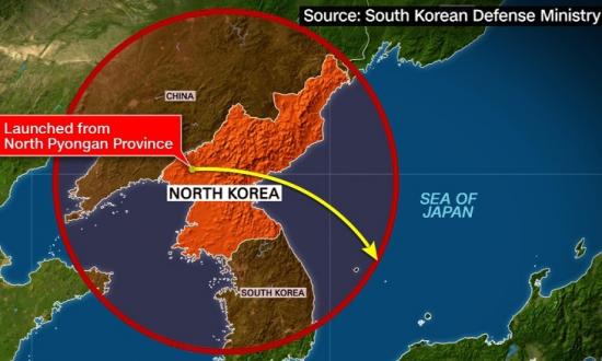 Graphic Showing North Korea test launch range.