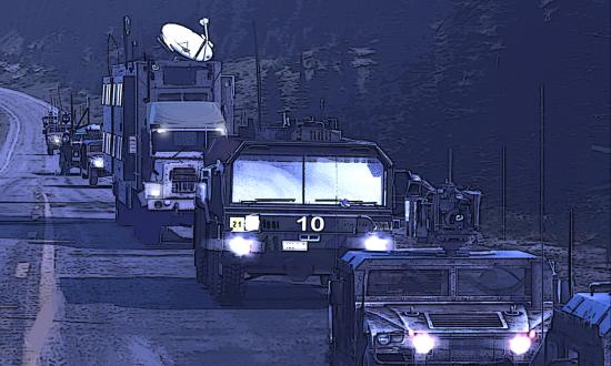 Computer-Generated Graphic of a futuristic convoy